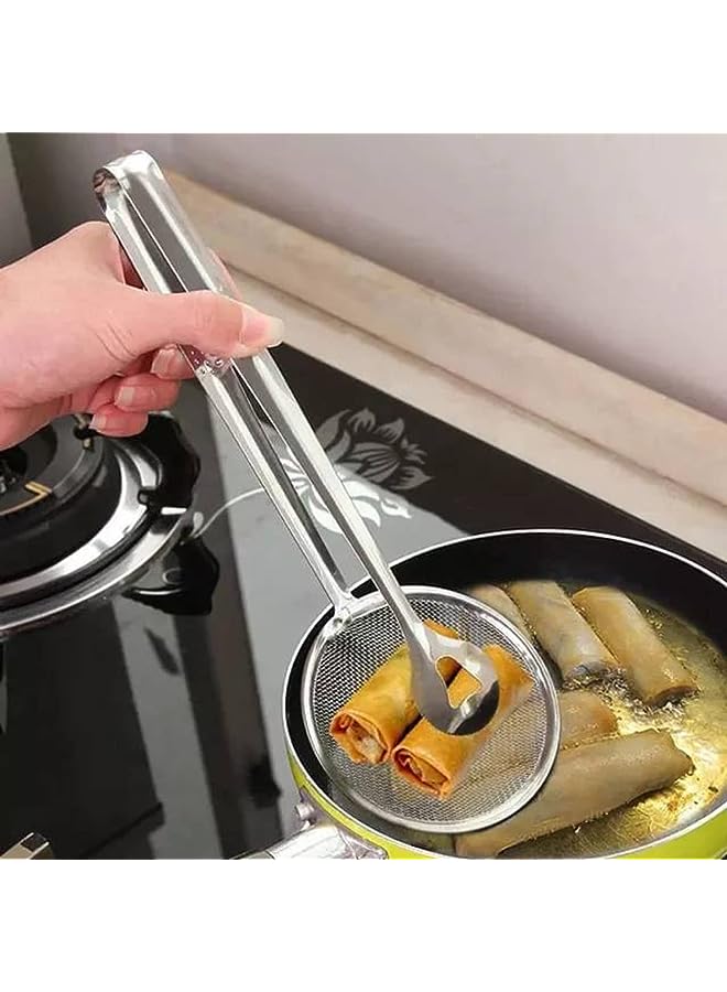 PROMASS 1 Food Skimmer with spoon Stainless steel sieve Filter Spoon Fried food oil colander Stainer clip Handheld cooking Tools gadgets for kichen - Image 1
