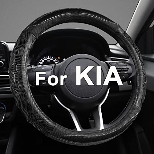 GIANT PANDA Steering Wheel Cover for Kia SoulSportageForteOptimaTelluride3D HoneycombBlackStandard Size