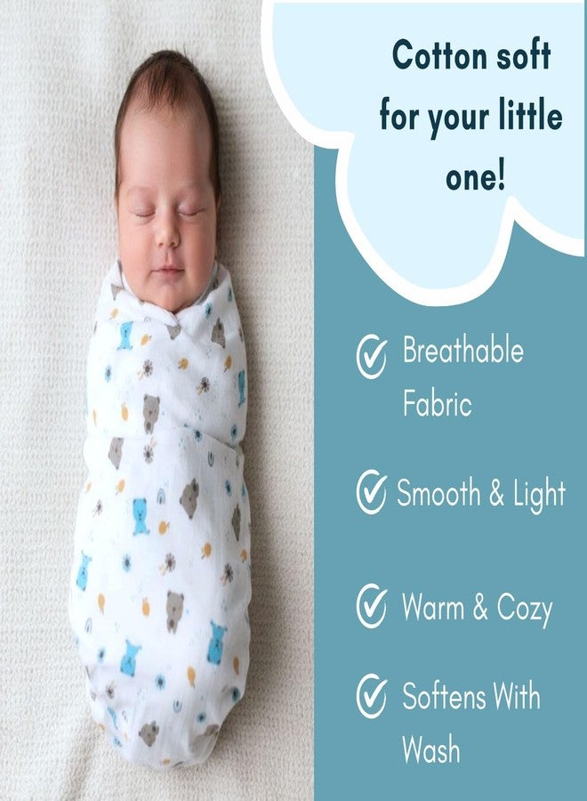 Comfy Cheeks طقم لفافة أطفال من قطن الموسلين 100% من كومفي تشيكس (عبوة من قطعة واحدة) | لفافة مولمول كبيرة جدًا 115 × 100 سم للأطفال حديثي الولادة حتى 18 شهرًا | لطيفة على البشرة الحساسة (التصميم 16) - Image 3