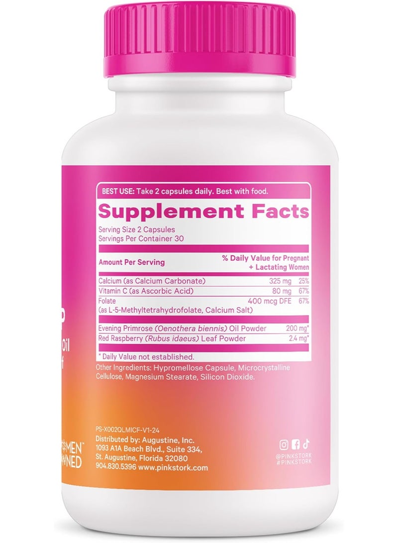 بينك ستروك تحضير الولادة بزيت زهرة الربيع المسائية وأوراق التوت الأحمر 60 كبسولة - Image 2