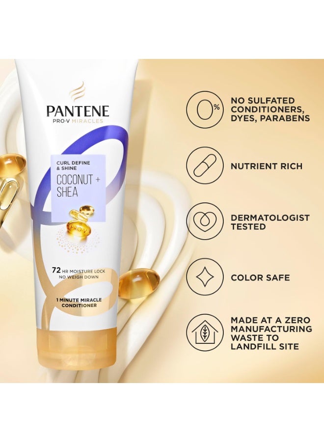 Pantene Pantene Pro-V Miracles Curl Define & Shine Coconut + Shea 1 Minute Miracle Conditioner 10.9 FL OZ - Image 2