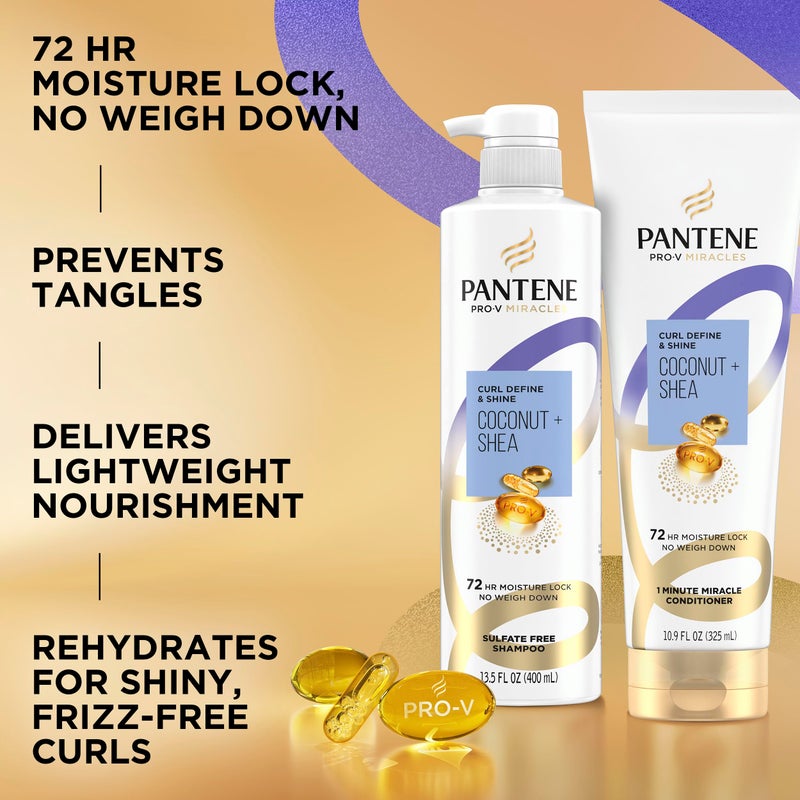 Pantene Pro-V Miracles Curl Define & Shine Coconut + Shea 1 Minute Miracle Conditioner 10.9 FL OZ - Image 2