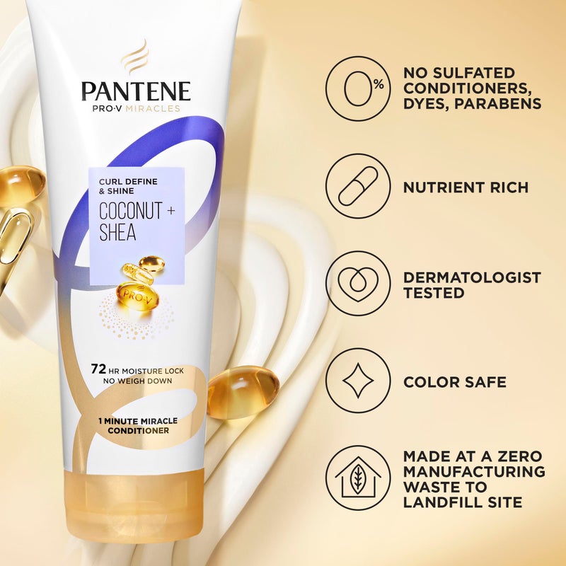 Pantene Pro-V Miracles Curl Define & Shine Coconut + Shea 1 Minute Miracle Conditioner 10.9 FL OZ - Image 5
