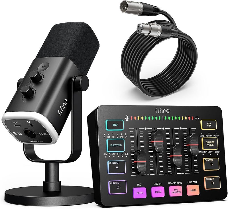 FIFINE AmpliGame KS5 Gaming Equipment Bundle, XLR/USB Microphone Set - Image 1