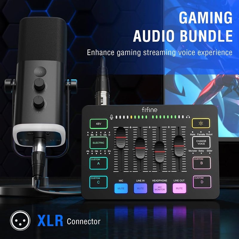 FIFINE AmpliGame KS5 Gaming Equipment Bundle, XLR/USB Microphone Set - Image 2