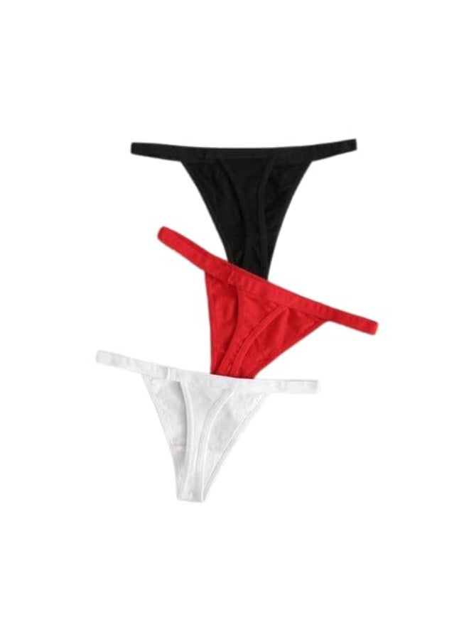 هنادى بانتي نسائي قطني – طقم من 3 قطع بألوان اسود وابيض واحمر – خامة ناعمة ومريحة للاستخدام اليومي - Image 1