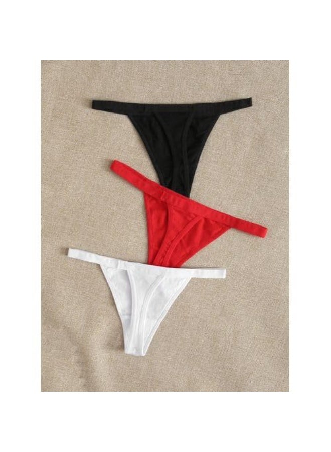 هنادى بانتي نسائي قطني – طقم من 3 قطع بألوان اسود وابيض واحمر – خامة ناعمة ومريحة للاستخدام اليومي - Image 2