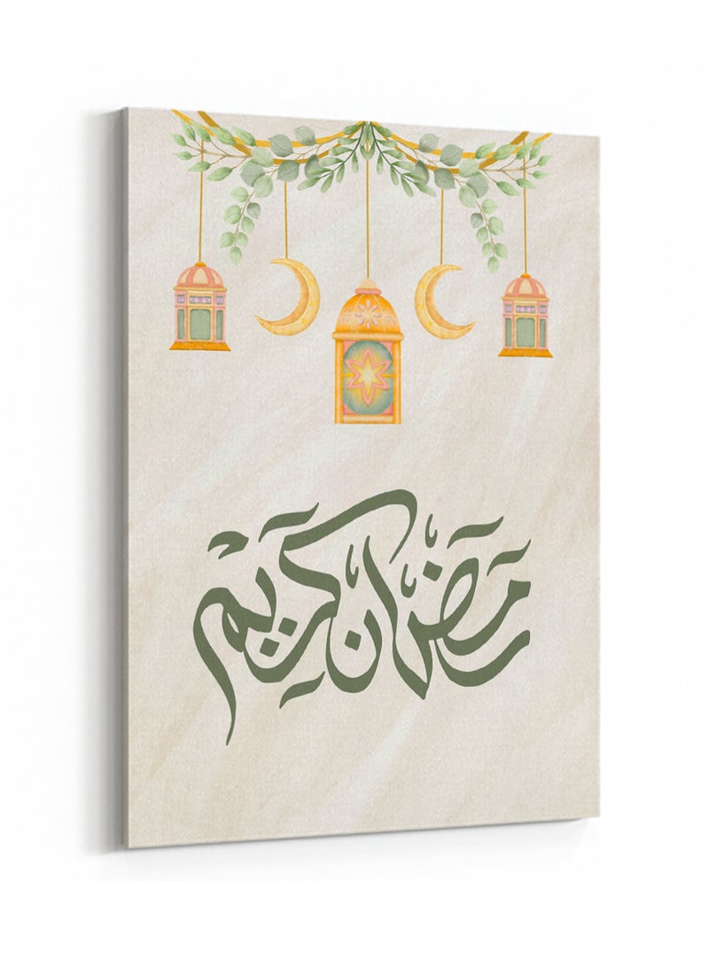 لوحة كانفاس على إطار خشبي بتصميم هلال رمضان كريم - Image 4
