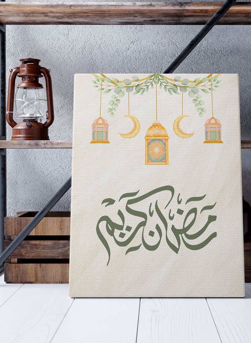 لوحة كانفاس على إطار خشبي بتصميم هلال رمضان كريم - Image 3