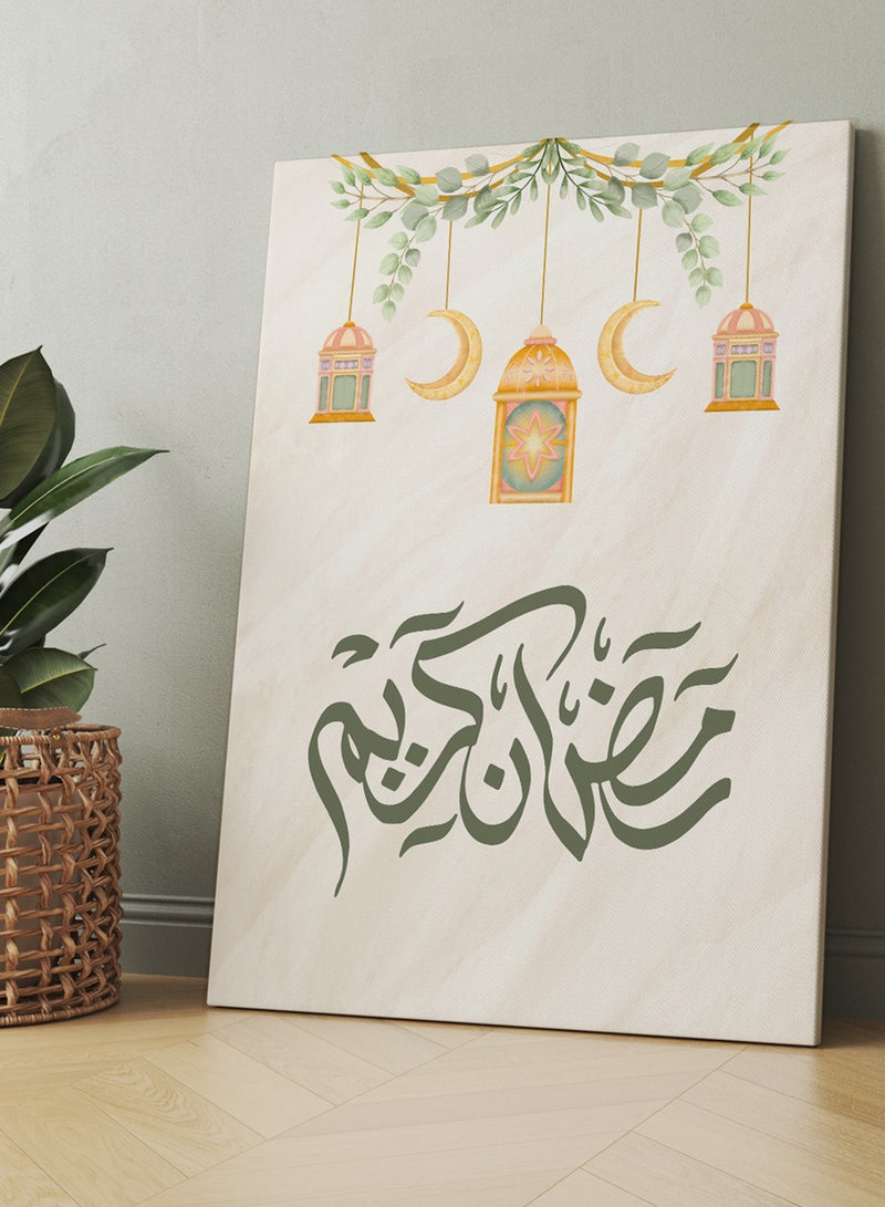 لوحة كانفاس على إطار خشبي بتصميم هلال رمضان كريم - Image 2