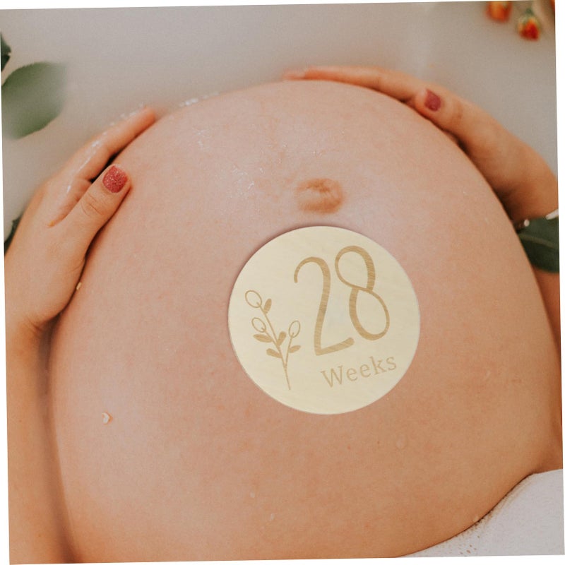 Double Sided Wooden Pregnancy Milestone Markers Set With Weekly Growth Tracking Discs - Image 5