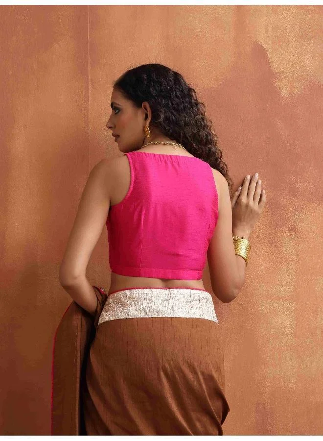 trueBrowns Pink Silk Sleeveless Blouse