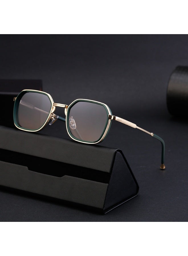 Retro Irregular Square Polarized Sunglasses for Men, UV400 Protection, Luxury Metal Frame, Gradient Lens Driving Shades - Image 2