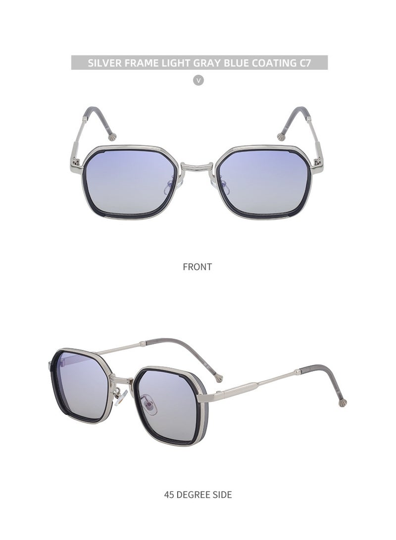 Retro Irregular Square Polarized Sunglasses for Men, UV400 Protection, Luxury Metal Frame, Gradient Lens Driving Shades - Image 5