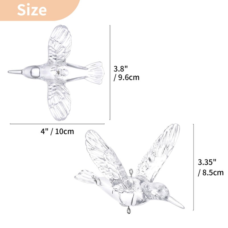 NUPTIO Crystal Ceiling Hanging Ornaments: 50 Pcs Acrylic Flying Birds for Wedding Party Window Garden Bedroom Outdoor Birthday - Christmas Tree Decorations with Transparent Line - Image 5