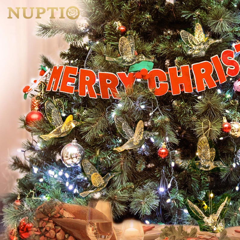 NUPTIO Crystal Ceiling Hanging Ornaments: 50 Pcs Acrylic Flying Birds for Wedding Party Window Garden Bedroom Outdoor Birthday - Christmas Tree Decorations with Transparent Line - Image 4
