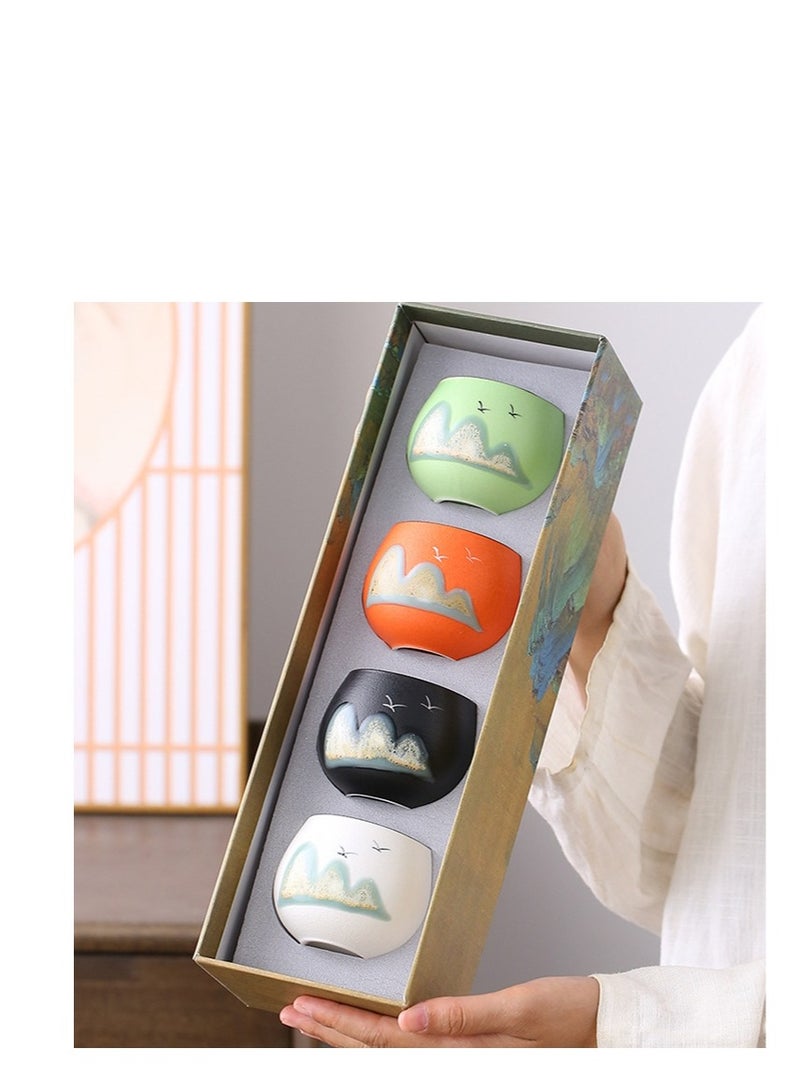 XiuWoo طقم هدايا مكون من 5 قطع صندوق بورسلين طقم شاي بعد الظهر كوب قهوة خزفي بنمط يدوي - Image 1