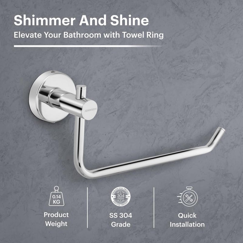 Johnson Bathrooms Johnson Alpha SS304 Towel Hanger for Kitchen Napkin Holder for Wash Basin 304 Grade Stainless Steel Hand Towel Hanger Chrome Colour T1551CAMZ 1 Year Warranty  - Image 4