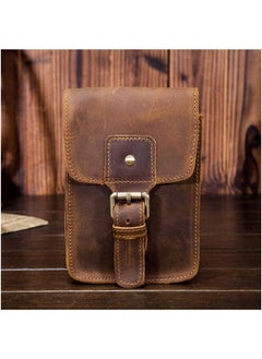 Generic 2034 Mens Genuine Leather Fanny Pack Vintage Yellowish brown 