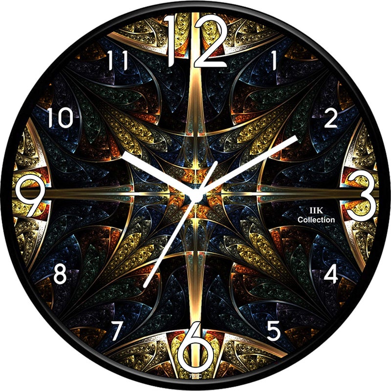 IIK COLLECTION 12-inch Designer Plastic Analogue Round WallClock for Home, Kitchen, Living Room, Bedroom, Office (30 cm x 30 cm x 6 cm) - Image 1
