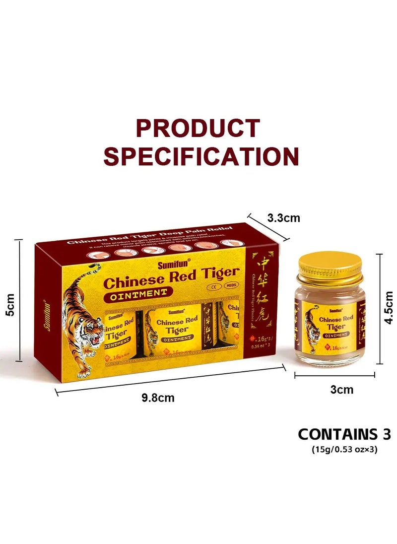 Chinese Red Tiger Ointment Safe ingredients, made from natural herbs, quick pain relief, non irritating Effective Hot Muscle Relaxer Patch to Promote Blood Flow for Neck Elbow Shoulder Joint 3pcs Set