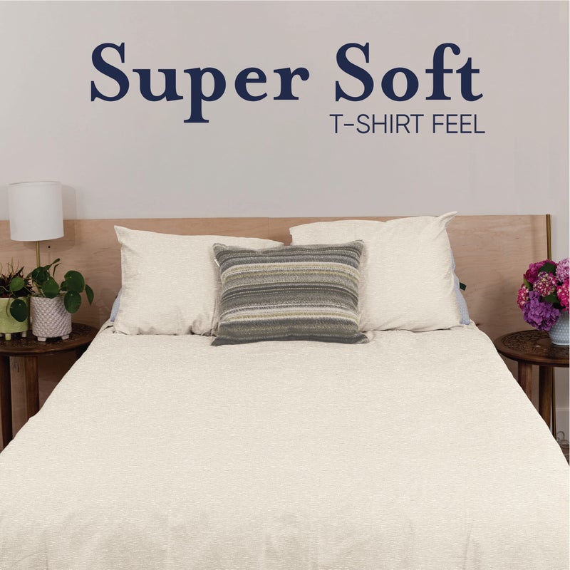 Ella Jayne Ella Jayne Jersey Knit Sheets Set (4pc)  Poly-Cotton Tshirt Soft Sheets Queen Size  Jersey Sheets King Size  Jersey Knit Sheets Queen 10'' Deep Pockets  Queen Jersey Sheet Set  Ivory - Queen  - Image 5