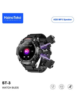 Haino Teko Germany  ST3 Round Shape AMOLED Display Smartwatch With Ear Buds and inbuilt 4gb MP3 Speaker for Mens Black - pzsku/Z509557A6F83FCCF75832Z/45/_/1713935079/7151a538-6c5e-4ff7-bc33-294aa8bbdd85