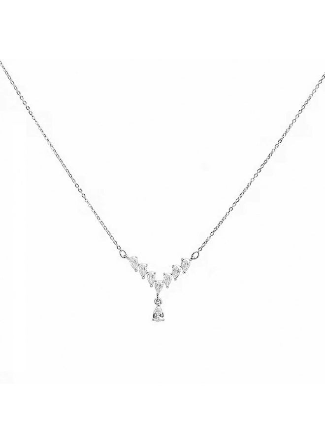 Goolsky V-Shaped Zircon Letter Pendant Necklace – Elegant Chic Jewelry, V-Shaped Zircons Pendant, Daily Wear/Fashion Statement, Sparkling Detail, Non-Fading - Image 2