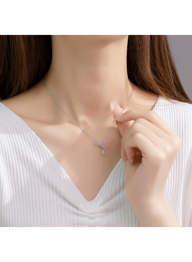 Goolsky V-Shaped Zircon Letter Pendant Necklace – Elegant Chic Jewelry, V-Shaped Zircons Pendant, Daily Wear/Fashion Statement, Sparkling Detail, Non-Fading - Image 3