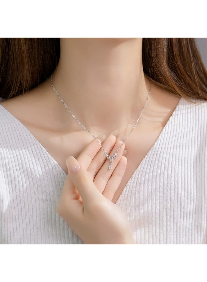 Goolsky V-Shaped Zircon Letter Pendant Necklace – Elegant Chic Jewelry, V-Shaped Zircons Pendant, Daily Wear/Fashion Statement, Sparkling Detail, Non-Fading - Image 4