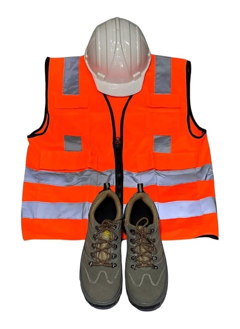 SMG safety shoes size 43, yellow hat and orange jacket size XL