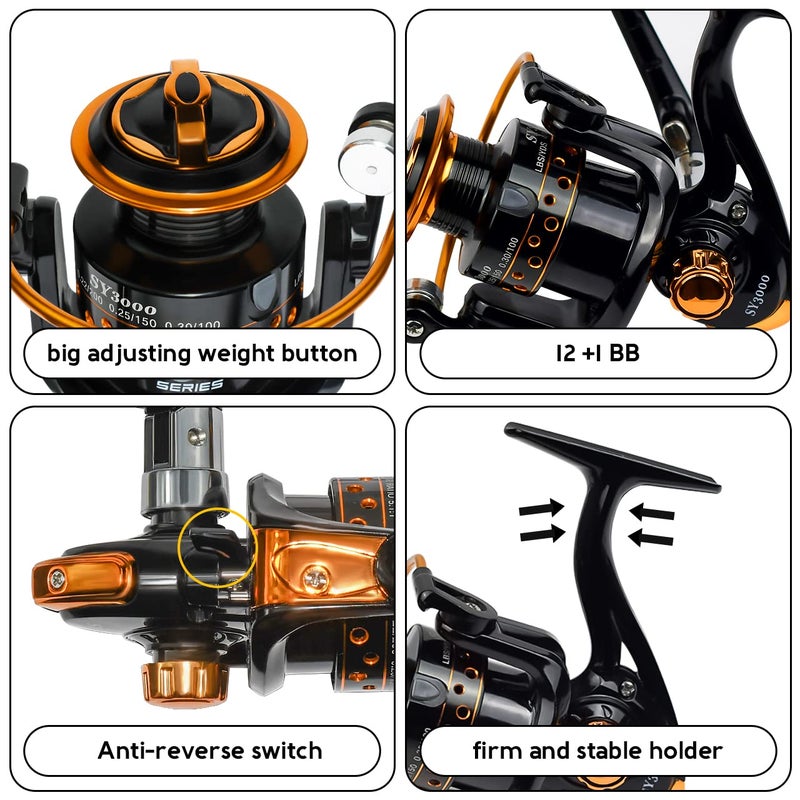 QINGLER Summer and Centron Spinning Fishing Reels, Perfect for Ultralight Ice Fishing with 12 +1 BB Light Weight, Ultra Smooth Powerful, 5.2:1 High-Speed, Size 1000 Fishing Reel by QINGLER - Image 3