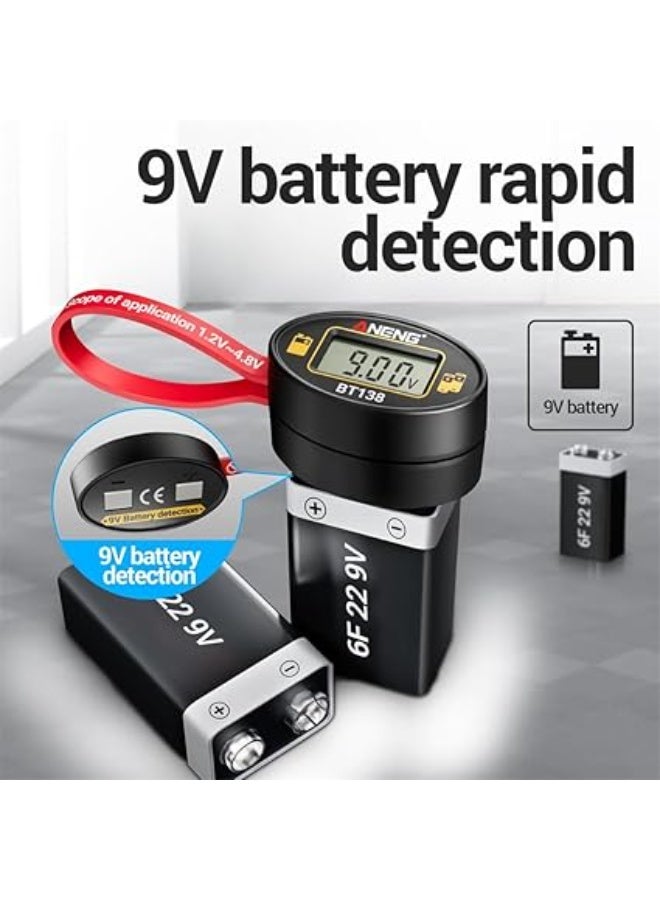 Arabest BT138 Portable Battery Tester, Universal Battery Checker for AAA, AA, C, D, 9V, CR2032, LR44, Button Cells, LCD Display Voltage Detector, Compact No-Power Design for Home, Office, Travel Use - Image 3