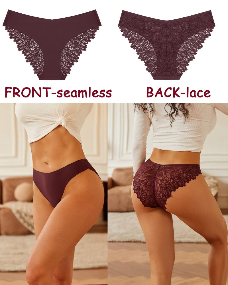 Sth Big Cheeky Underwear for Women Lace No Show Bikini Soft Breathe Seamless Panties Ladies Sexy Hipster Set 6 Pack - Image 2