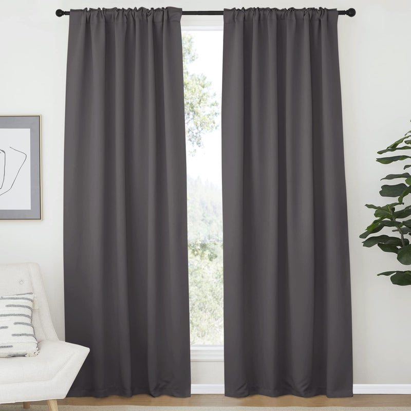 NICETOWN Bedroom Blackout Draperies and Window Treatment- (Gray Color) 52 Width X 72 Length, 2 Panels Set, Solid Blackout Curtain Panels - Image 2