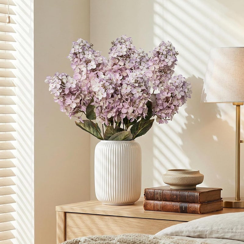 Ttranewsoo Fake Hydrangea Silk Flowers with Stems,Faux Hydrangea Artificial Flowers Purple for Home Wedding,Dried Hydrangea Artificial Flowers Bouquet Vase Decor 24"（Light Purple ） 8pcs No Vase - Image 4