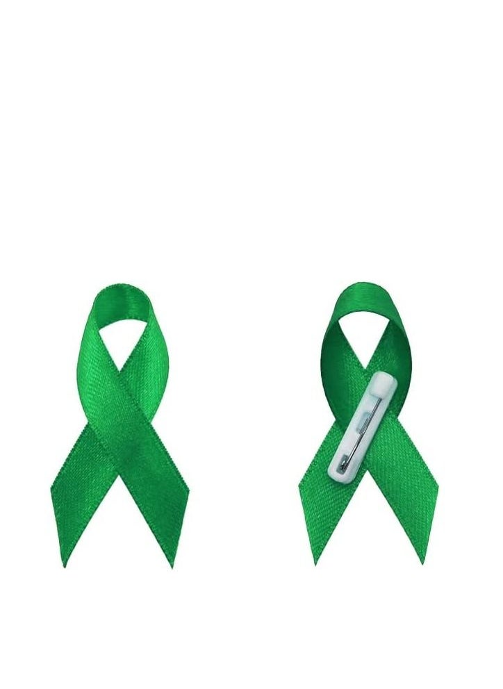 PRINTSHOP4ME Awareness lapel Pins For Raising Funds Charity And Awareness Campaigns Ribbon Pins(Green Mental Health Awareness Ribbon)  - Image 1