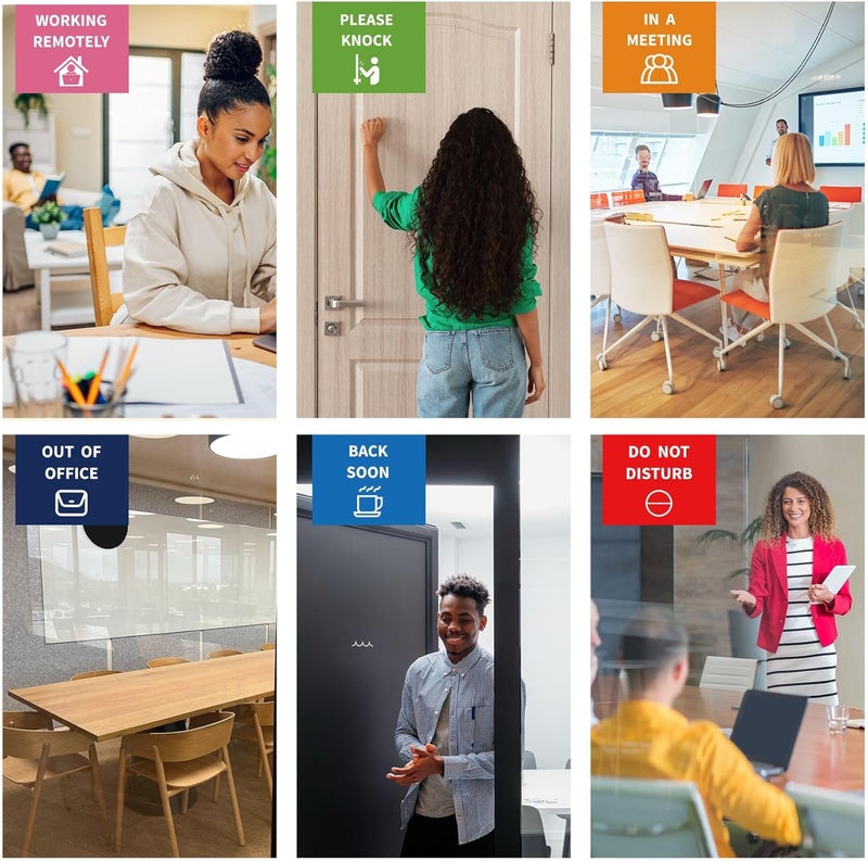 EliteSign Office Door Signs 6 Options Do Not Disturb, Please Knock, In A Meeting, Out Of Office, Working Remotely Back Soon Privacy Door Slider Sign For Meeting & Conference Room Black - Image 3