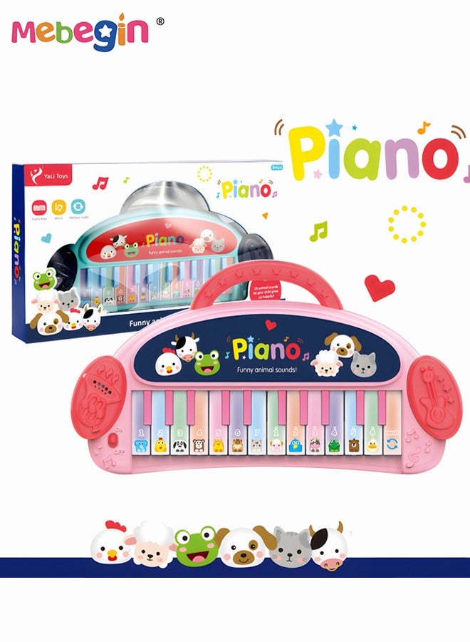 Kids Piano Keyboard with 13 Keys, Creative Musical Keyboard, Early Education Piano Toy with Animal Sounds, Development Toys, Ideal Gift for Kids Aged 3+, 3 AA Batteries Required(Not Included)