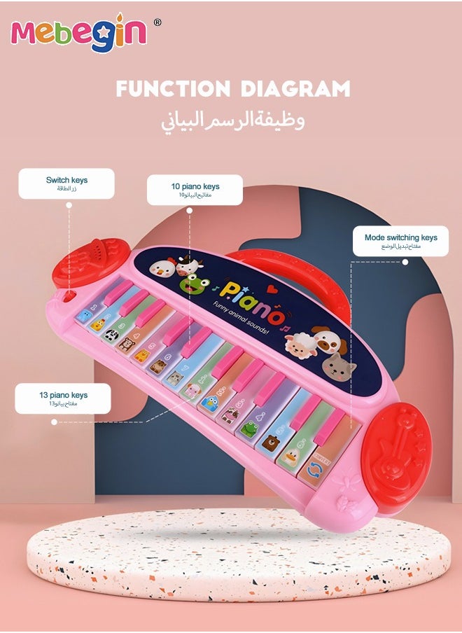 MEBEGIN - Kids Piano Keyboard with 13 Keys, Creative Musical Keyboard, Early Education Piano Toy with Animal Sounds, Development Toys, Ideal Gift for Kids Aged 3+, 3 AA Batteries Required(Not Included) - Image 1