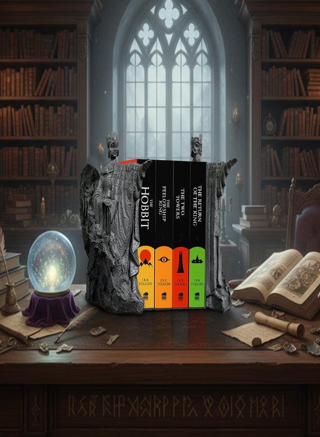 KDSPAROS Large Decorative Bookends 9.5", Epic Fantasy-Themed Resin Book Ends for Shelves, Heavy-Duty Book Stopper Dividers - Middle-Earth Inspired Decor for Office/Library/Home (Large (9.5 inch)) - Image 2