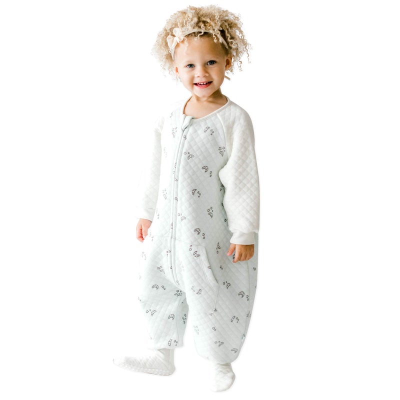 Tealbee Dreamsie: Toddler Sleep Sack with Long Sleeves and Footies 12m-2T - 0.8 TOG Lightweight Baby Wearable Blanket for Walkers - Rayon made from Bamboo, Organic Cotton Sleep Bag Feet - Croissant - Image 1