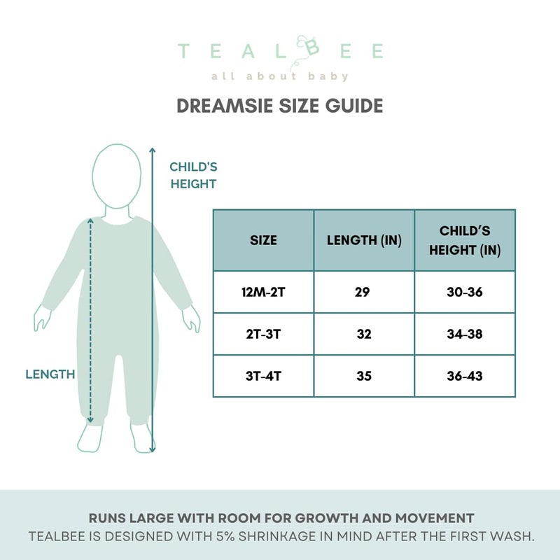 Tealbee Dreamsie: Toddler Sleep Sack with Long Sleeves and Footies 12m-2T - 0.8 TOG Lightweight Baby Wearable Blanket for Walkers - Rayon made from Bamboo, Organic Cotton Sleep Bag Feet - Croissant - Image 5