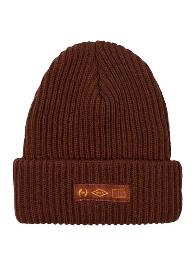 RVCA Men's Everyday Beanies - Stacked Beanie | Red Earth, One Size
