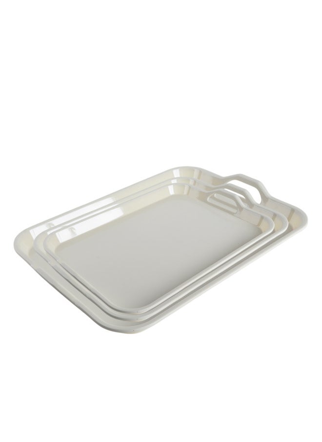 Trust 3-Piece Melamine Serving Tray Set Small Size 35CM, Medium Size 40CM & Large Size 45CM Beige  - Image 1