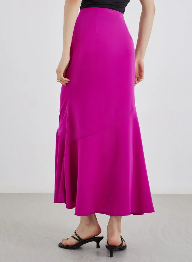 Take Two Take Two Solid Frill Hem Maxi Skirt