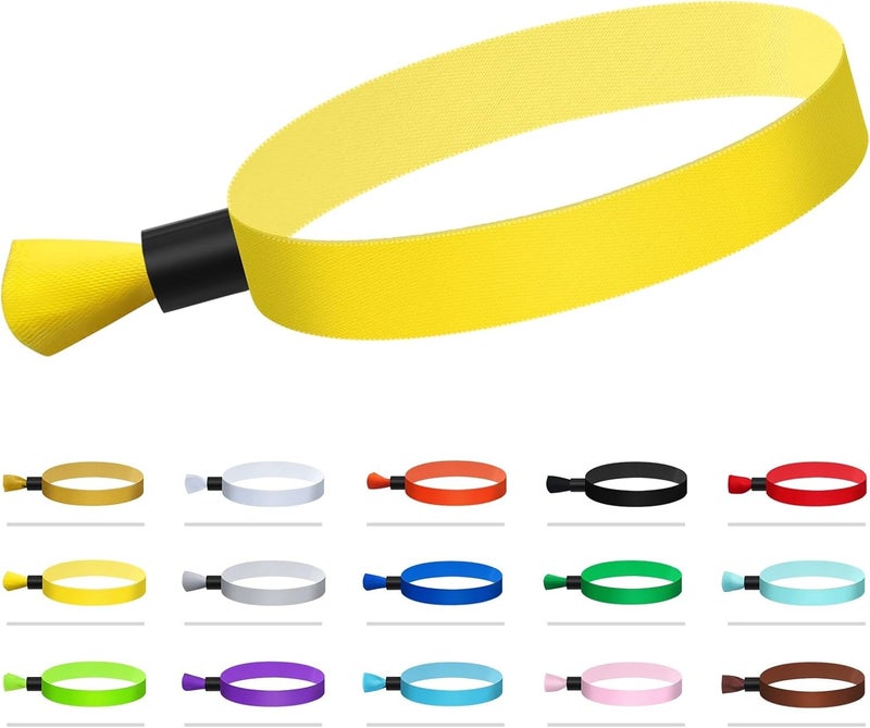 Comflora 100 Pcs Cloth Event Wristband, Disposable Wristbands for Events, Colored Wristbands Events,for Lightweight Concert,Club Entrance Wrist Strap Party Wristband Event (Color : Yellow) - Image 1
