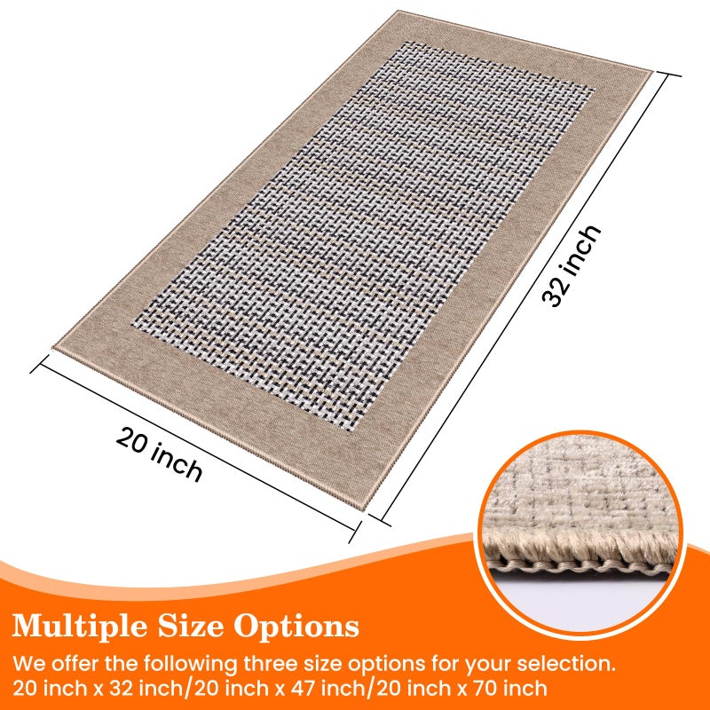 StepRite Kitchen Rugs, Kitchen Mats for Floor, 32"x20" Non-Slip Machine-Washable Kitchen Throw Rug, Absorbent Kitchen Runner Rugs Office, Sink Standing Desk Mat, Decor Carpet, Khaki - Image 2