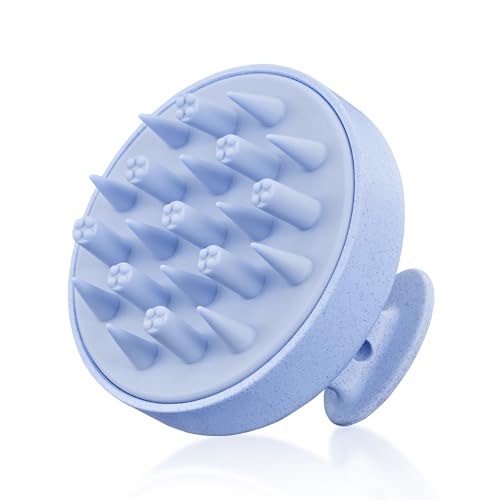 HEETA Hair Scalp Massager for Hair Growth Shampoo Brush Scalp Scrubber Exfoliator with Soft Silicone Bristles for Dandruff Removal to Relieve Stress Wet Dry Use Updated Material Blue - Image 1