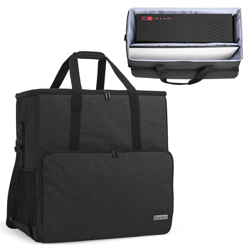 CURMIO PC Carrying Case for Desktop Tower and Monitor, Desktop Travel Bag with Inner Divider, Bag Only, Black - Image 1